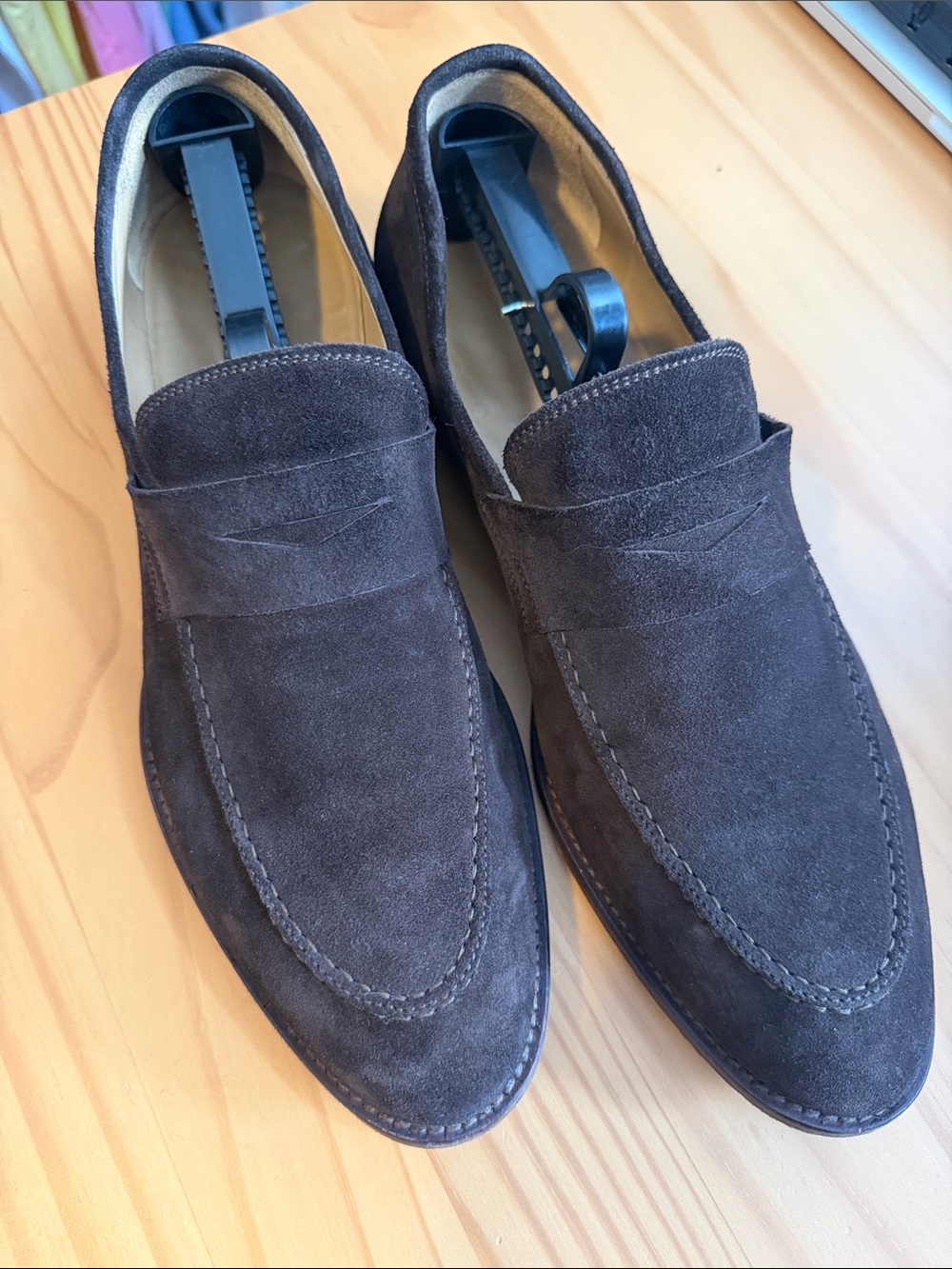 Roberto Mannini Men's Brown Suede Penny Loafers